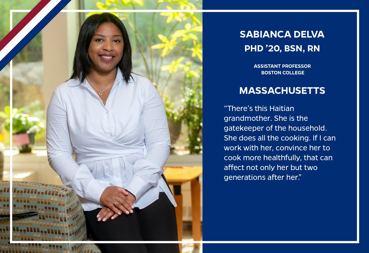 JHUNursing's tweet photo. United States of Nursing Massachusetts: @Sabianca_PhD PhD, BSN, RN. Assistant Professor at @bostoncollege. #UnitedStaesofNursing #GoHopNurse https://t.co/U9GC4cPZav https://t.co/dndKxGrTJD