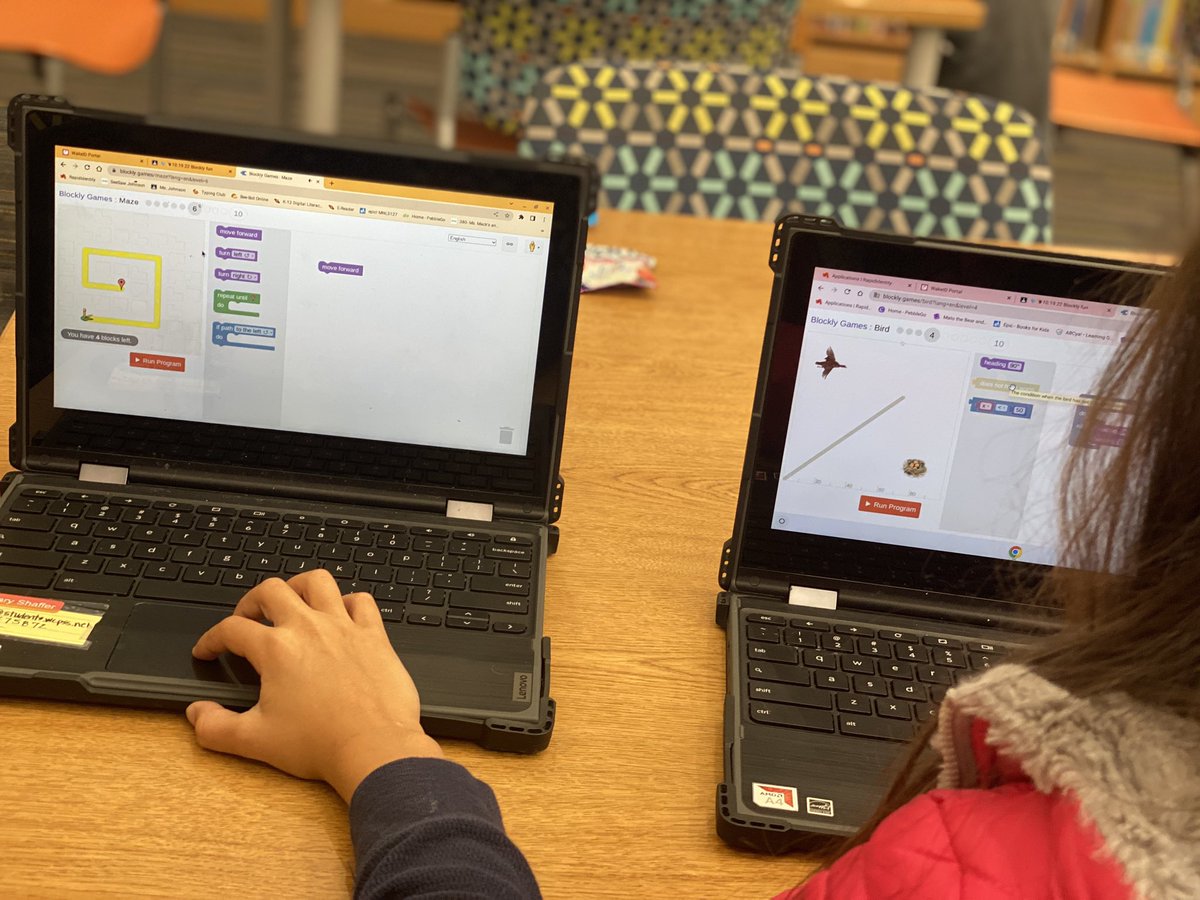 BrickLovesBooks's tweet photo. Students are encouraged to collaborate & pair program together when they are working on Blockly Games. #coding #Coder #wcpss #wonderwake #edchat #edtech #collaborate #pairprogram #ConnE #blockly https://t.co/M0tGJ0d5Oj