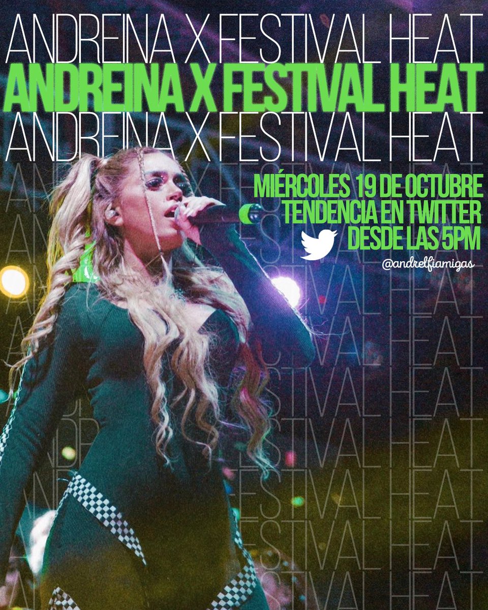 chillbunny008's tweet photo. ATENCIOOOOÓN 🚨 HOY desde las 5PM estaremos en tendencia con la frase: ANDREINA X FESTIVAL HEAT 🔥 Todosssss los fandoms y también independientes están invitados a unirse al tt 🫶🏼✨
Nos vemossss 🥳

#AndreinaBravo https://t.co/0OeNIJL6ox