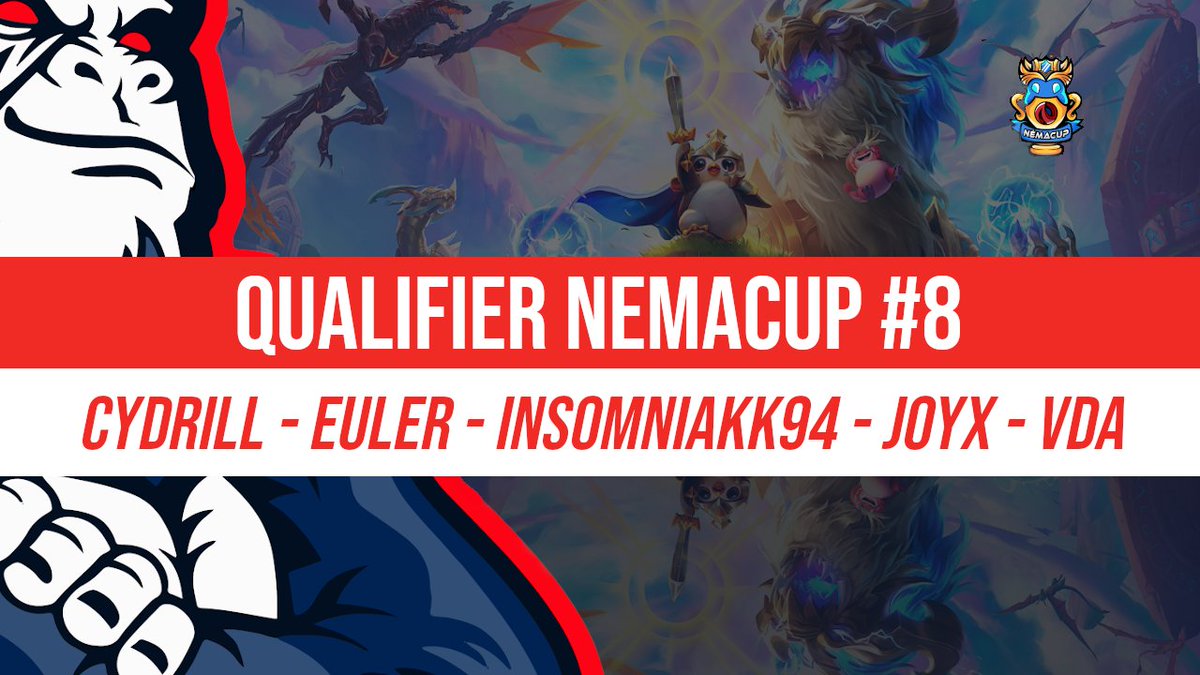 Nos Monkeys sont chaud bouillant pour la NémaCup#8 par <a href="/NemaidesTFT/">Robin "Némaïdès" B.</a> ! 🔥

🐵- <a href="/cydrillI/">Cydrill</a> 
🐵- <a href="/Tristan_Euler/">Euler</a> 
🐵- <a href="/Insomniakk94/">@USMinsomniakk94</a> 
🐵- <a href="/JoyxJonathan/">Joyx</a> 
🐵- <a href="/bastien_vda/">USM Vda</a> 

6 games pour se qualifier en finale du Qualifier ! 🫶