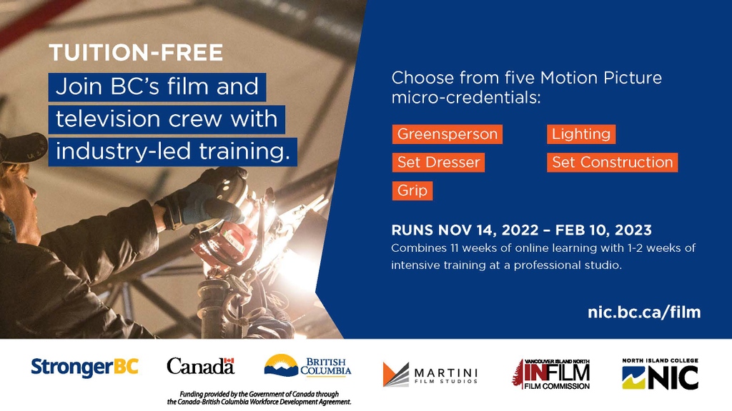 mppia's tweet photo. Join BC’s film & television crew with industry-led training!
Workforce Development is one of our strategic priorities at MPPIA and we are very supportive of comprehensive Micro-Credential programs that will run from November 14, 2022 until February 10, 2023.
#MPPIA #BCCreates https://t.co/O5jGmVOZZ0