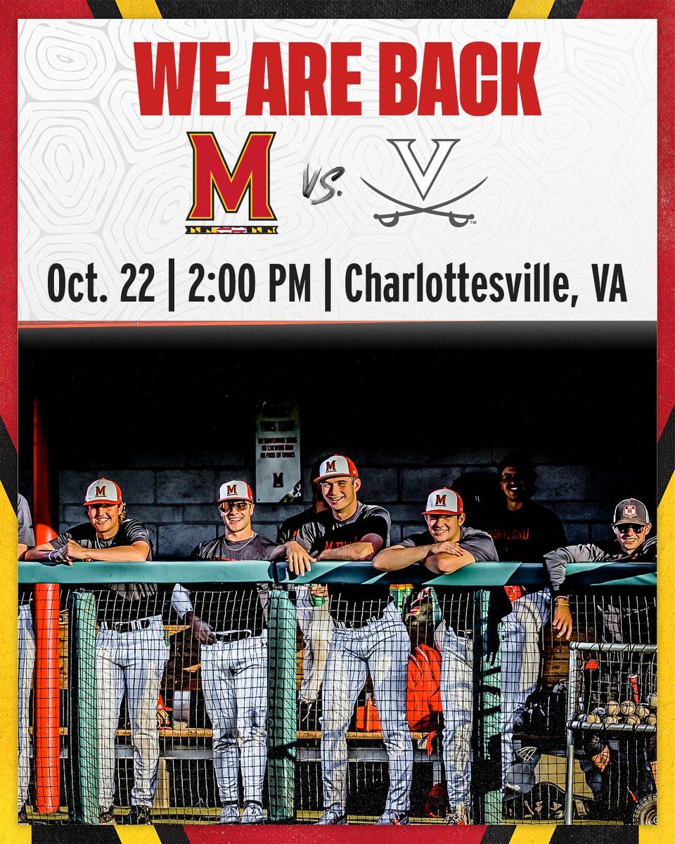 𝙒𝙚 𝘼𝙧𝙚 𝘽𝙖𝙘𝙠🐢⚾

Come watch the #DirtyTerps when we take on Virginia for our first taste of fall ball action in Charlottesville