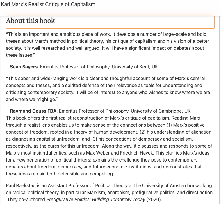 enzoreds's tweet photo. Paul's book is already out (online at least) and they haven't told anyone--gotta love Paul for this sort of thing. 

Anyhow, there's no better place to get your Marx these days, if you ask me. And it's free to download too. 

https://t.co/xORHr36hy9 https://t.co/WyogKaCLr1