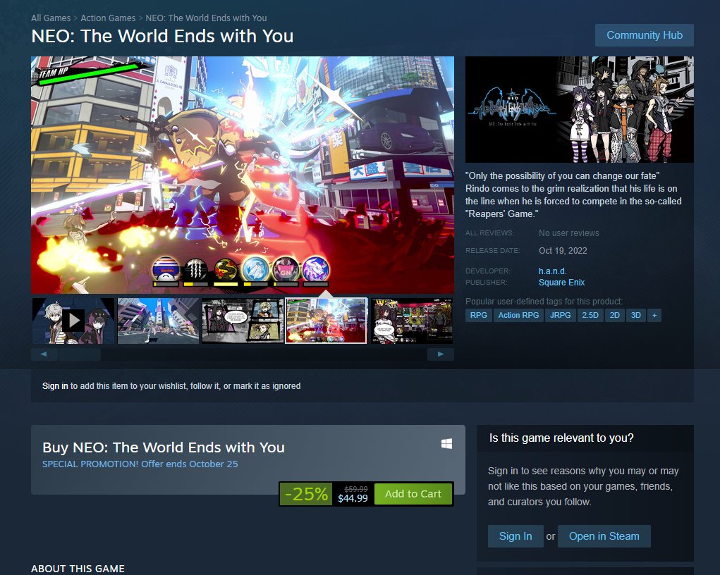 NEO: The World Ends With You Steam Version is Now Available