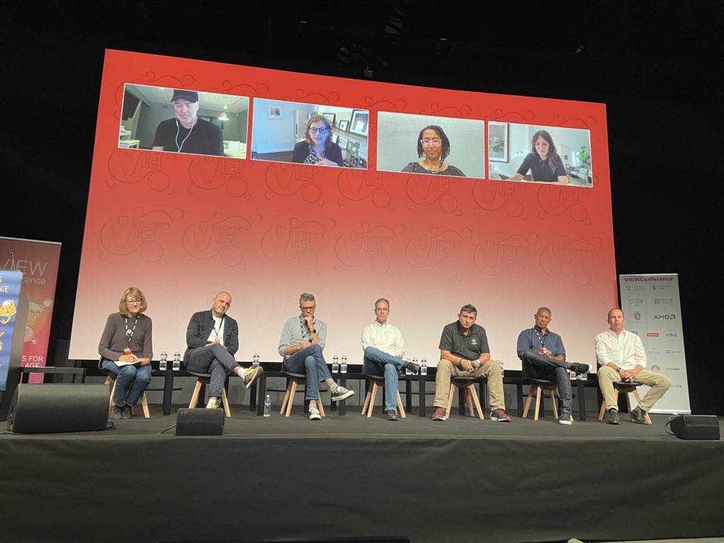 Ele_landia's tweet photo. Look at the stage!! @ViewConference is hosting a panel about the future of #storytelling with
@mpetit @pramsey342 @rbredow @StephenFMay @JamesKnight1603 #kristinebelson #margiecohn #latifaouaou #chriswilliams #faikkaraoglu and @barbarobertson and #karentoliver #viewconference https://t.co/XmDb5aZD2g