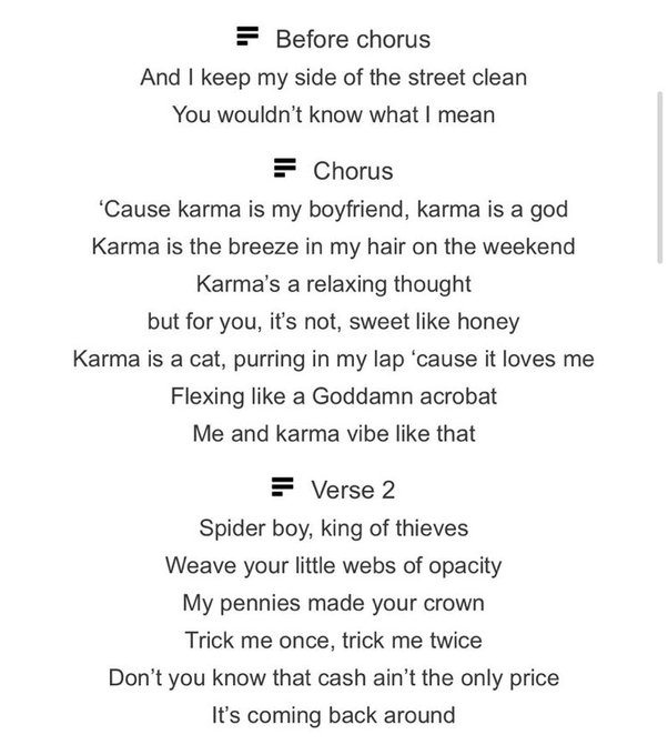 Taylor Swift – Karma Lyrics