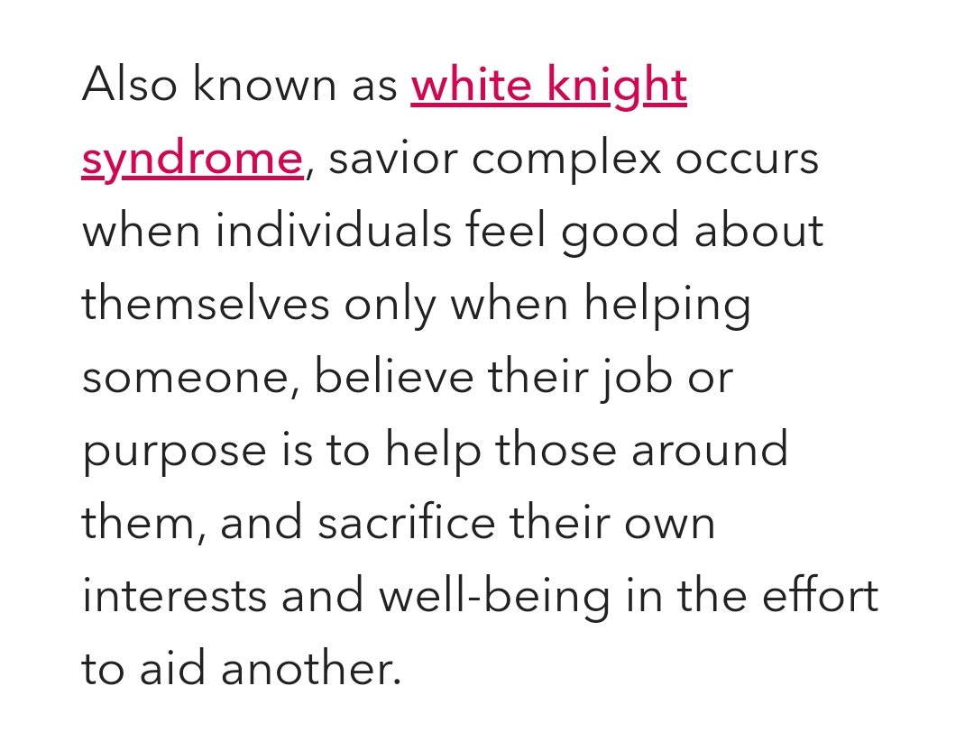 SAVIOR COMPLEX / WHITE KNIGHT SYNDROME 