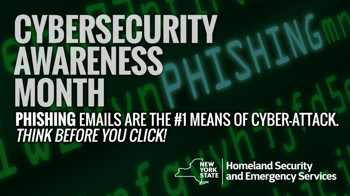 Phishing emails are the number one means of attack used by malicious cyber actors. Knowing how to detect and recognize a phishing email can greatly reduce your chances of becoming a phishing victim. Tips here: on.ny.gov/3fxfDiK @CISAgov @NYSITS @NYGov