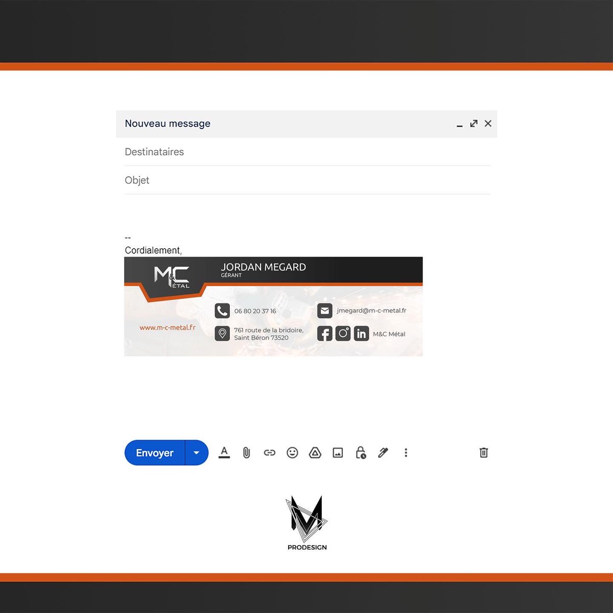 MD_Prodesign's tweet photo. 💼 Pour la suite du projet, j’ai réalisé les cartes de visite et les signatures de mail de Jordan et Émilien !

🤝 Des supports de communication qui vont leur permettre de partager leurs informations de contact avec leurs clients ! https://t.co/auP9Gj8CBQ