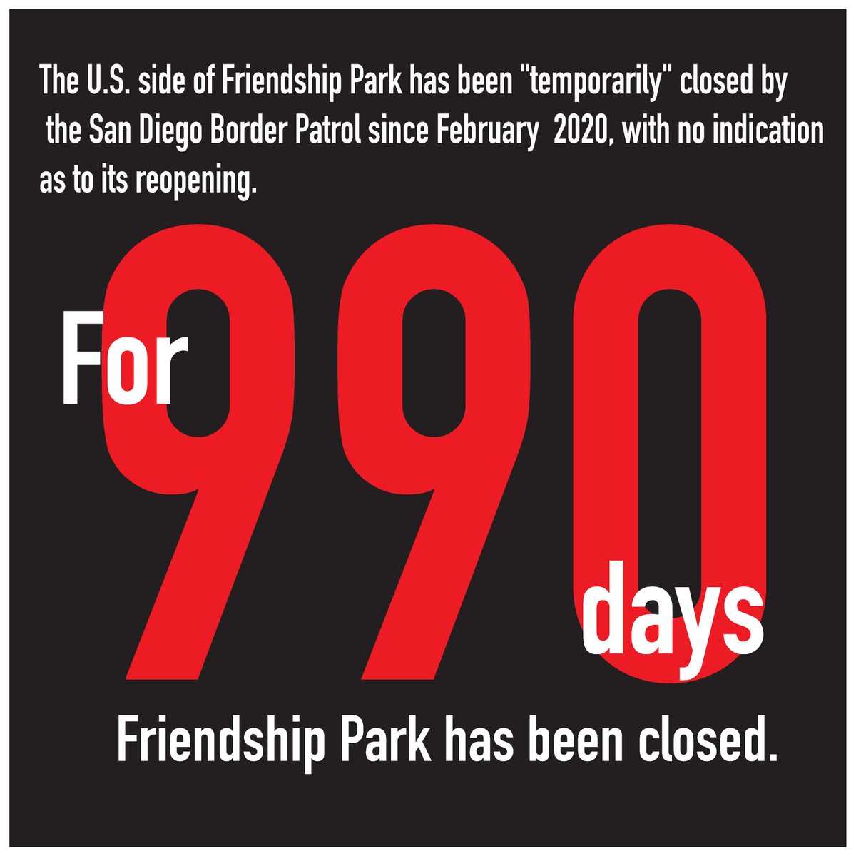 fofpark's tweet photo. October 29th will mark the 1000th day that Friendship Park has been closed. Join us as we highlight the many ways in which the park is vital for transborder communities. It is time to #OpenFriendshipPark 1/2 https://t.co/9nEq0yyPOB