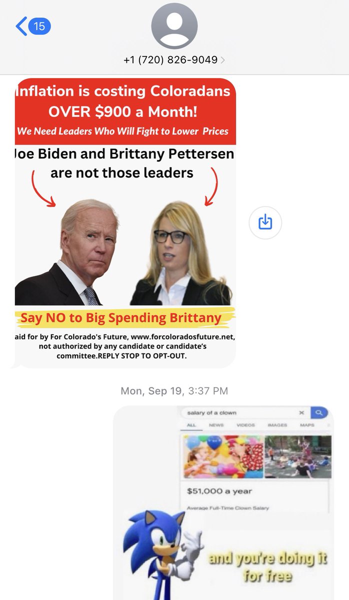 sammidory's tweet photo. can someone PLEASE tell me how to get these people to stop messaging me? I don’t even live in Colorado and I never signed up for this propaganda https://t.co/vM0Zd3HKFs