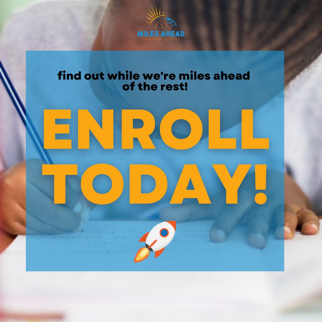 MilesAheadCS's tweet photo. π5,4,3,2,1β¦Weβre getting ready to launch, and our open enrollment window for the 2023-2024 school year is awaiting YOUR application! L Apply today and find out why weβre miles ahead of the rest! (click first link in bio)β¨
#milesaheadcharter #enrollment #gacharter https://t.co/nQDqERYTyu