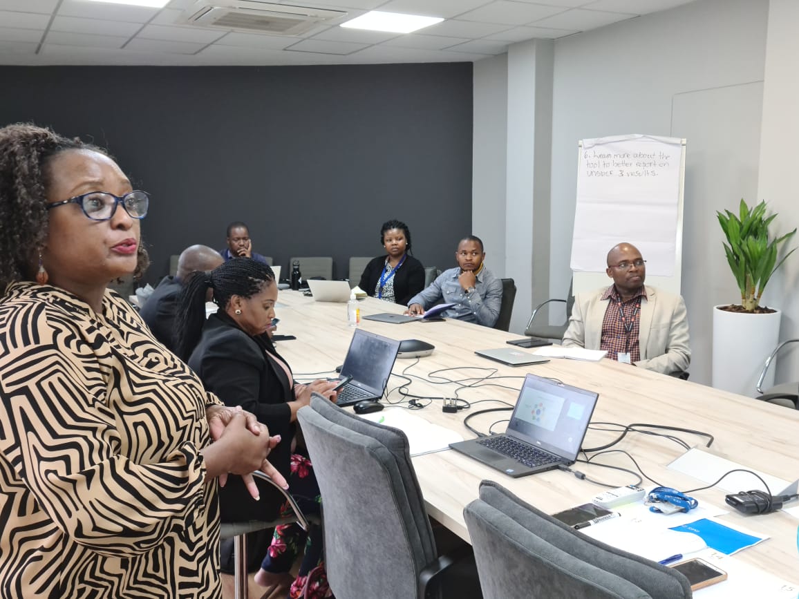 UNEswatini's tweet photo. @UNEswatini conducts interagency training for UN Monitoring & Evaluation specialists on #UNINFO; a digital platform used by UN Country teams to boost transparency and accountability for development coordination of the #SDGs, managed by the UN Development Coordination Office. https://t.co/NshxLxHLyy