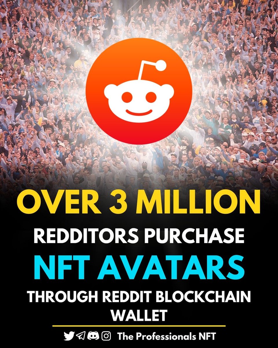 TheProfNFT's tweet photo. According to a report by TechCrunch, Pali Bhat, the chief product officer of #Reddit said that more users are using Reddit's Vault #blockchain wallet so they could generate more #NFT avatars on the site.

Follow 👉 @TheProfNFT https://t.co/hNnj698Gi9
