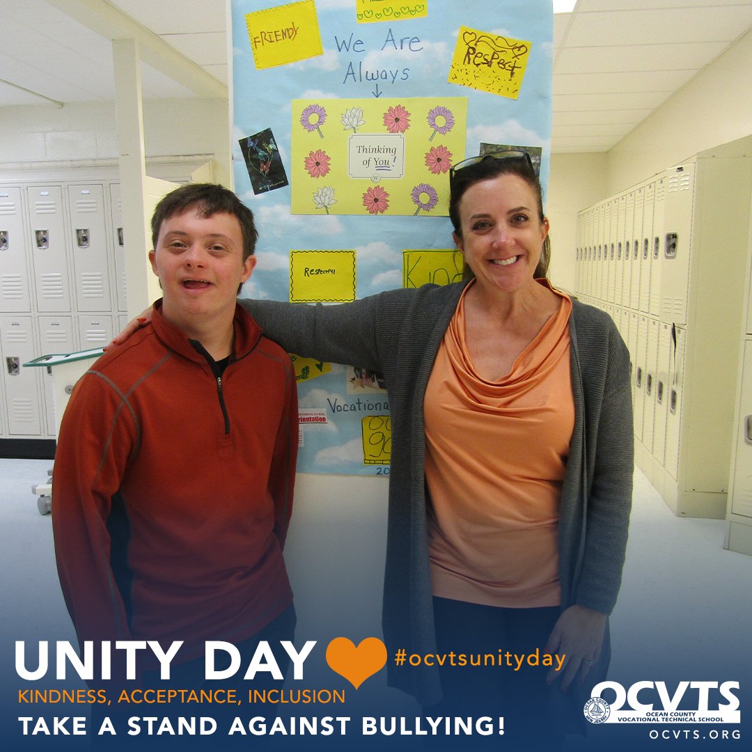 OCVTS's tweet photo. Hooray for #UnityDay in the Ocean County Vocational Technical School District. Kindness - Inclusion - Acceptance🧡 #ocvtsunityday #ocvts https://t.co/BbQcXHMckQ