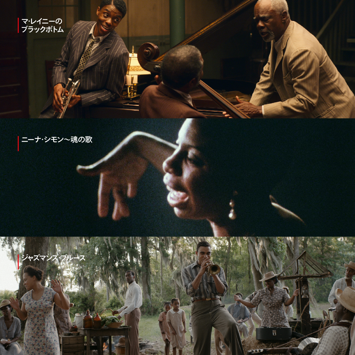 Netflix Japan ネットフリックス 秋が深まるにつれ 聞きたくなるブルージーな曲 ブルースをテーマにした3作品 ジャズマンズ ブルース マ レイニーのブラックボトム ニーナ シモン 魂の歌 をピックアップ 歴史に刻まれた名曲を