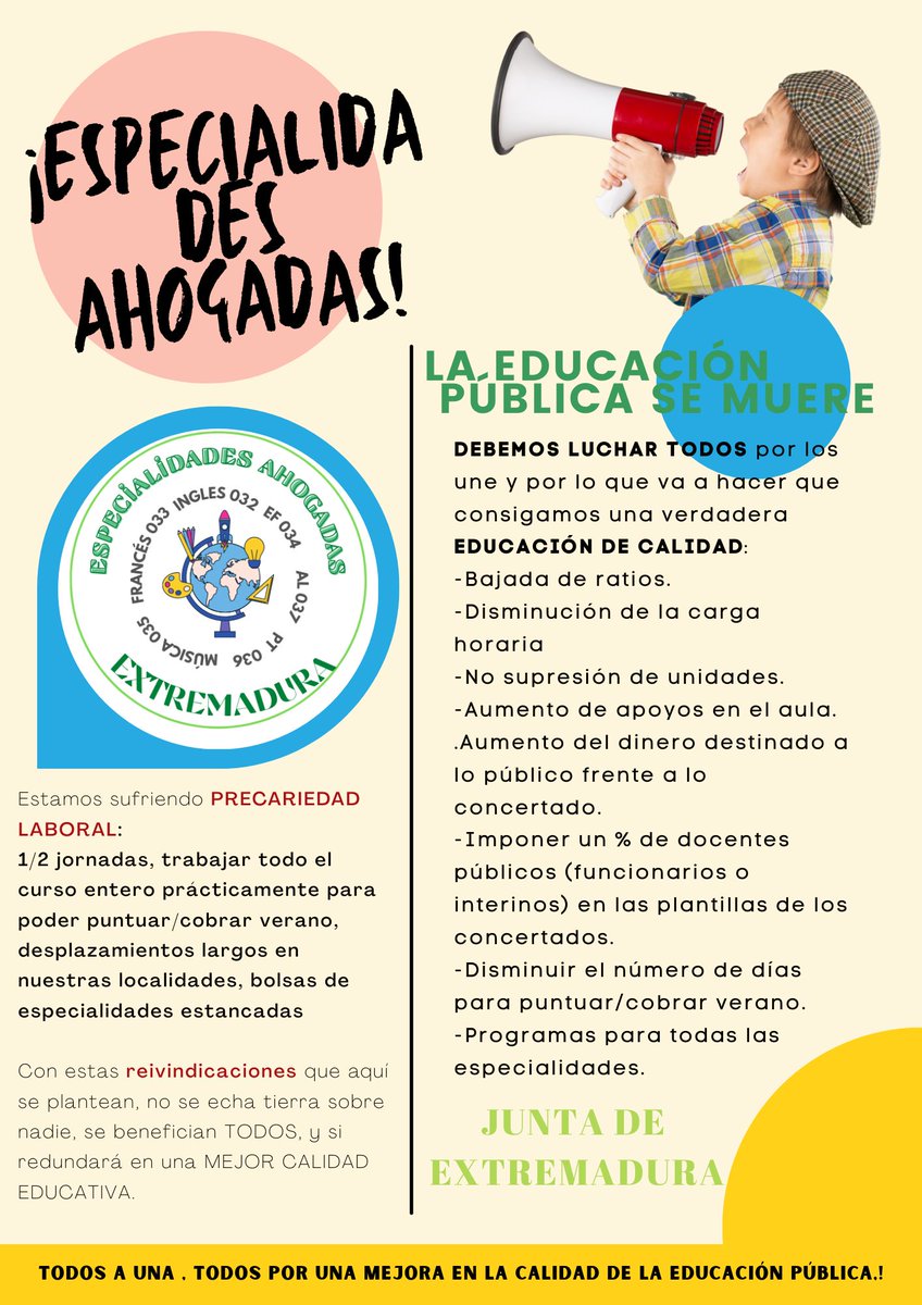PMF1109's tweet photo. #EspecialidadesAhogadas
#Especialidades
#losEspecialistasTambienSomosMaestros
#laEducacionPublicaSeMuere
@GFVara
@famayaf @luzseijo @Junta_Ex @EstherGMoran https://t.co/Y5aPns5iTK