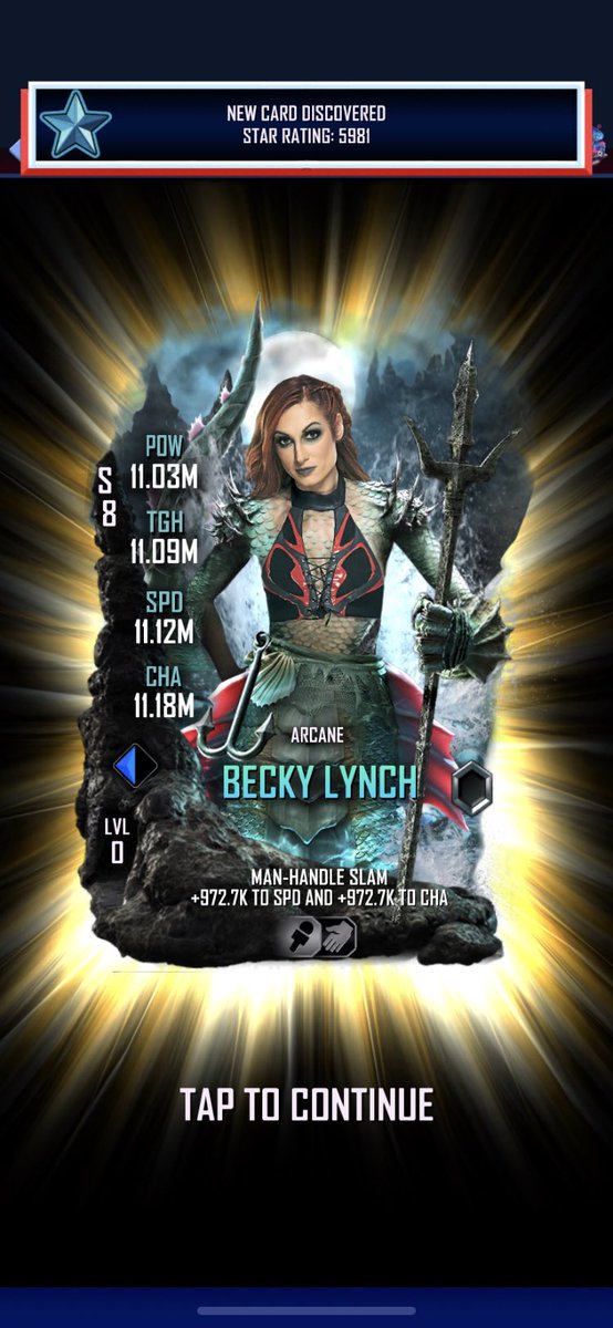 thelegendjm2003's tweet photo. I am 3-3 for Shifters. I have 4, one of them is from #RewardMania but then my 1st was a WM38, then I pulled 2 shifters in a row. Then 2 more lower tiers, BUT then this @BeckyLynchWWE Shifter. Looks AMAZING! #WWESuperCard #WWE #SuperCard #WWERaw #SmackDown #BeckyLynch #TheMan https://t.co/Psrd442yGx