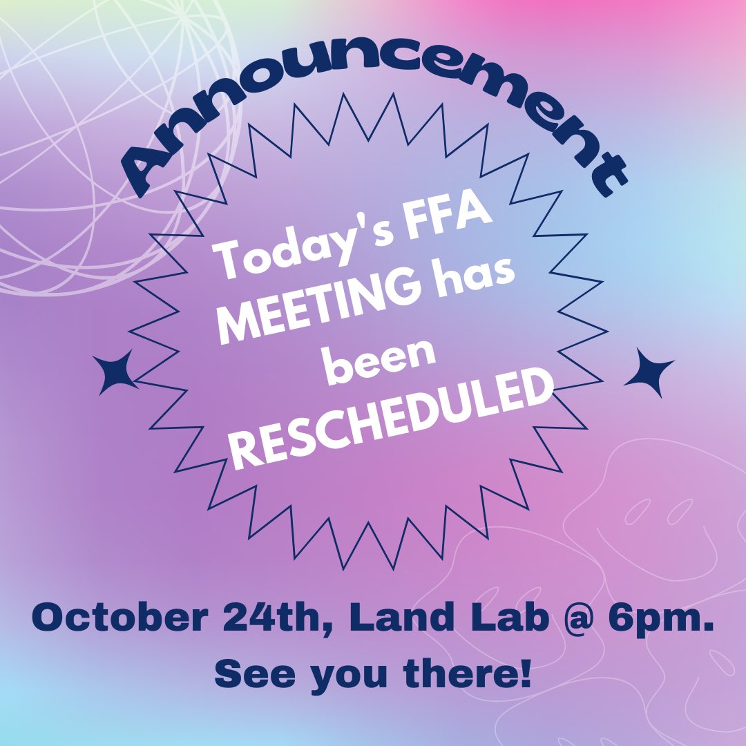 Spread the news! - given tournament games and inclement weather, we will be rescheduling the FFA meeting for Monday the 24th. Same time and place = Land Lab at 6pm!
Come enjoy roasted hotdogs and s’mores with some corn hole and fishing!