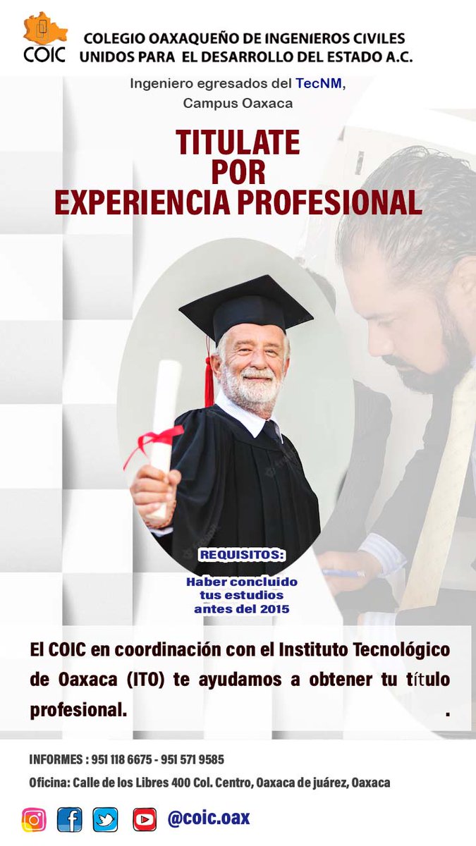 Contáctanos para brindarte la información.
951- 1186675 o visítanos en las oficinas ubicada en la calle de los libres #400 col. centro, Oaxaca