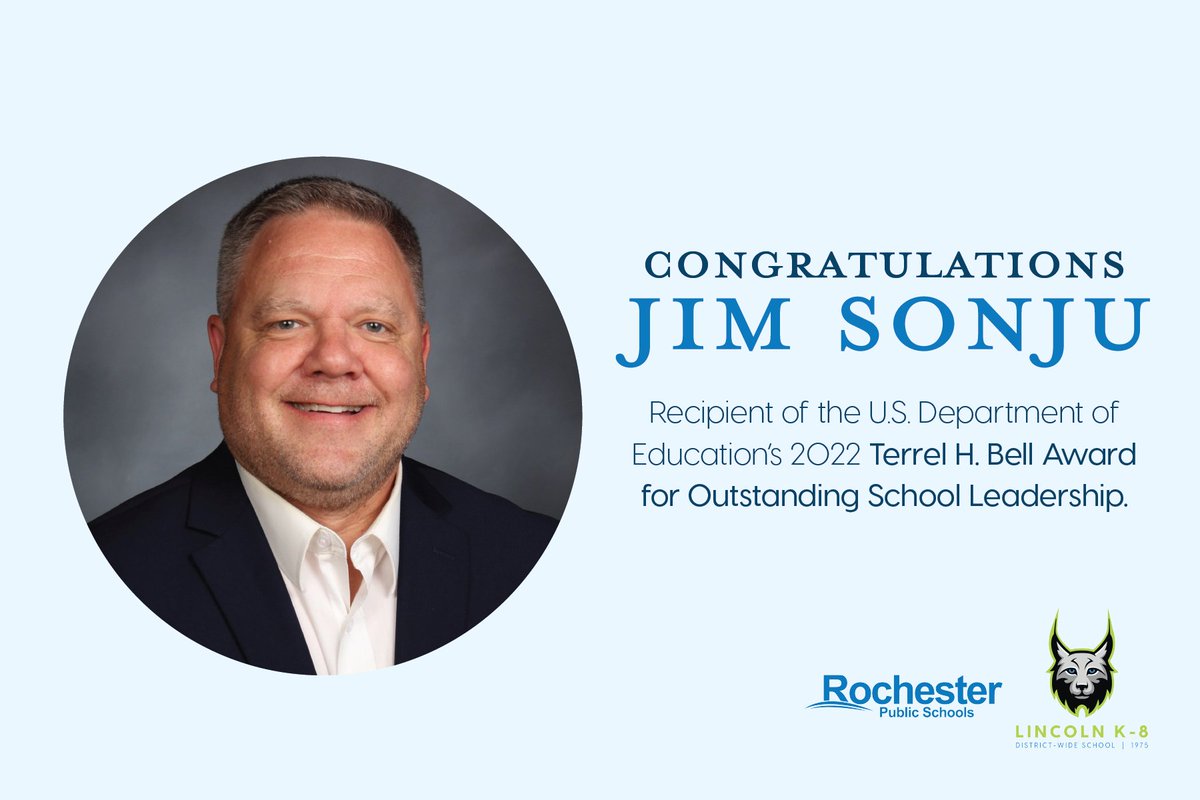 Congratulations to Principal Jim Sonju, recipient of the <a href="/usedgov/">U.S. Department of Education</a>'s Terrel H. Bell Award for Outstanding School Leadership! 

Read more ➡  rochesterschools.org/about-us/news/…