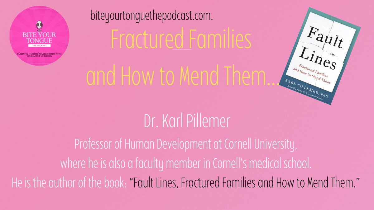 Bite Your Tongue (@biteyourtongue6) on Twitter photo Dropping this Friday! Conversation with <a href="/KarlPillemer/">Karl Pillemer</a> foremost experts on how individuals and families change through their lives. Author of the book Fault Lines: Fractured Families and How to Mend Them. Great "ah ha" moment you will not want to miss! #estrangement Dropping this Friday! Conversation with <a href="/KarlPillemer/">Karl Pillemer</a> foremost experts on how individuals and families change through their lives. Author of the book Fault Lines: Fractured Families and How to Mend Them. Great "ah ha" moment you will not want to miss! #estrangement