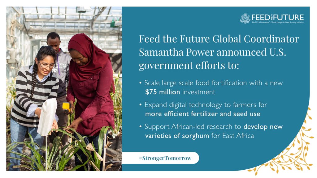 At @WorldFoodPrize, @FeedtheFuture's @PowerUSAID delivered powerful remarks on a vision for feeding the world we now face, announcing new U.S. government efforts to boost not only food production and productivity, but doing so in a way that protects our food, farmers and planet.