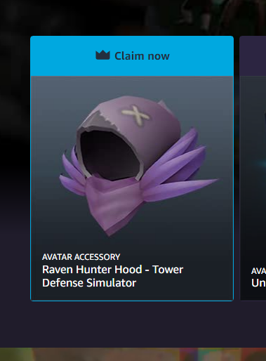 gospodindev on X: 💎Get an exclusive accessory Raven Hunter Hood with a Prime  Gaming subscription. ✨Having received it, you will become the owner of  in-game prizes in the game Tower Defense Simulator
