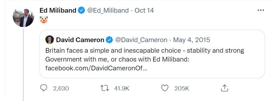NickParkes7's tweet photo. Ed Miliband patiently waited seven and a half years to post this tweet, and somehow still went too soon 😂🤡 https://t.co/y4cQL8XlB6