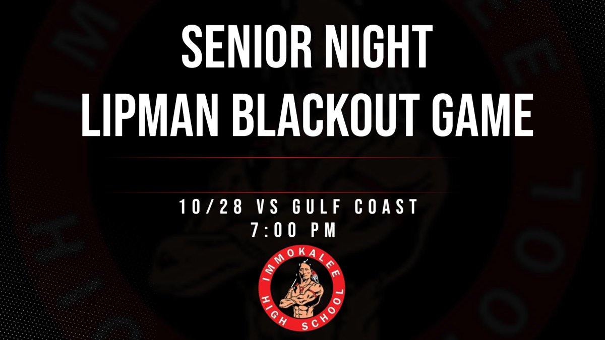 10/28 vs Gulf Coast SENIOR NIGHT BLACKOUT GAME DISTRICT CHAMPIONSHIP GAME Immokalee lets get it! #REDWOOD #GOINDIANS