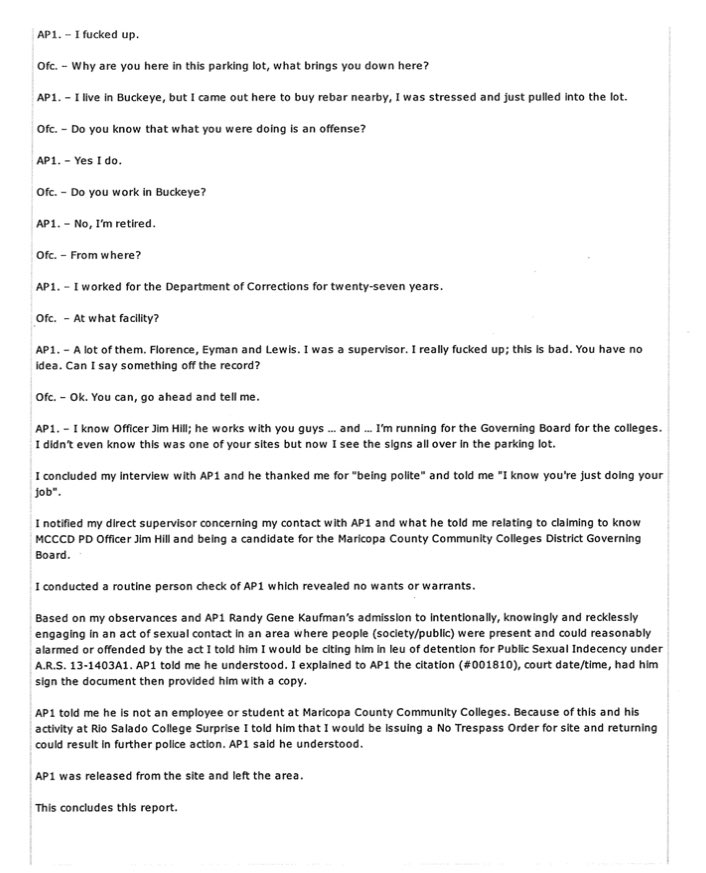 davenewworld_2's tweet photo. A Republican politician in Arizona was caught masturbating near a pre-school with "his pants down mid-thigh." At around 4:30 in the afternoon, in broad daylight, a cop witnessed Randy Kaufman in his car "manipulating his genitals" with several preschool age children in sight. https://t.co/GmqOzbLVoM