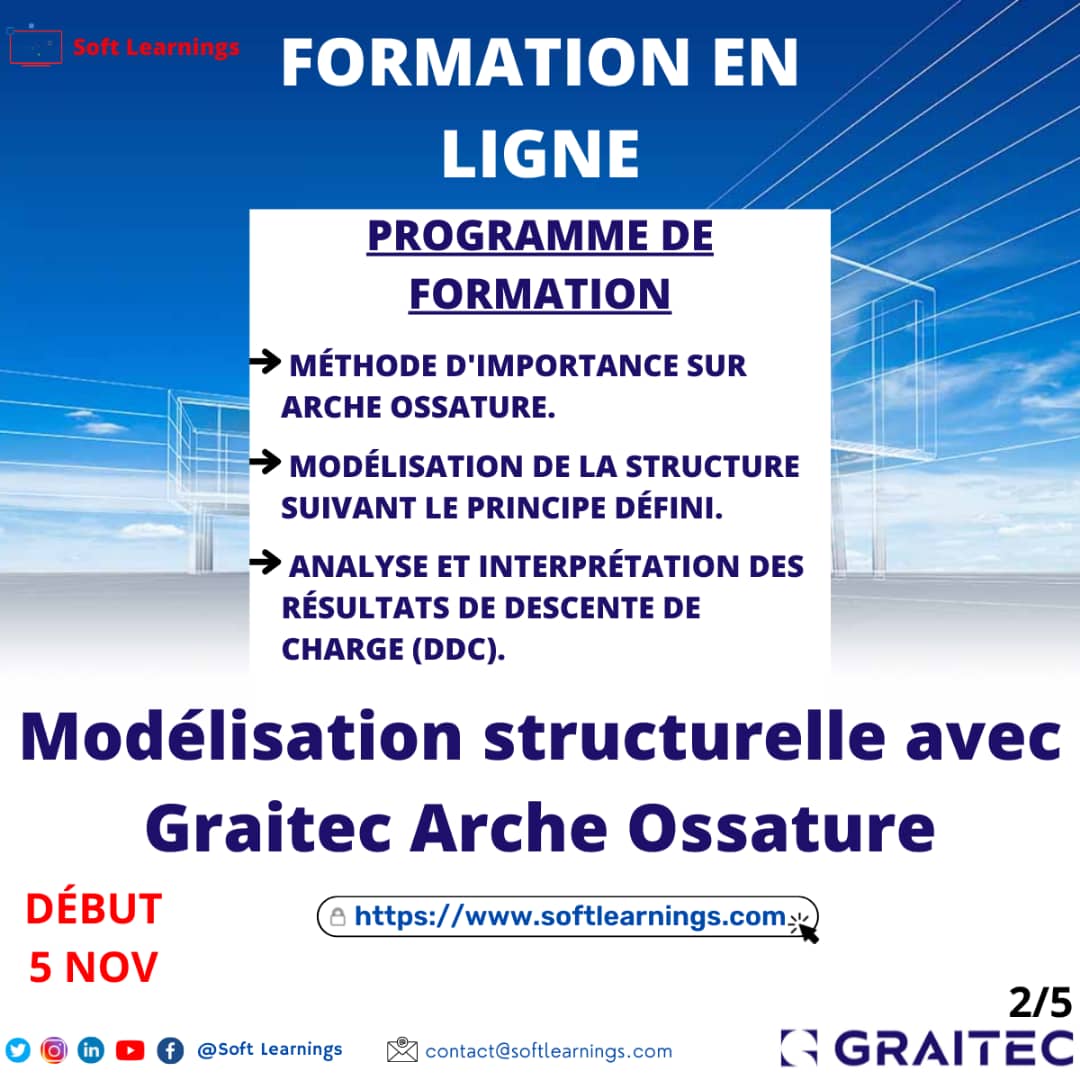 Softlearnings's tweet image. Vous êtes ingénieur de calcul de structure et vous souhaitez améliorer votre productivité? 
Venez suivre cette formation en ligne avec un professionnel sur la Modélisation Structurelle avec Arche Ossature.
Venez réserver votre place sur yoolearn.co/eventDetail?e=…

#boostskills