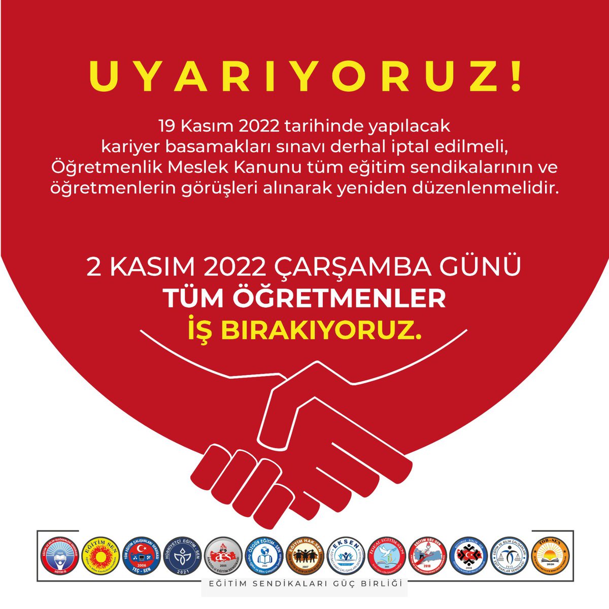 Hak aramak için, adalet için örnek olmak gerekir ÖĞRETMEN önderdir,örnektir! #2kasımdaişbırakıyoruz