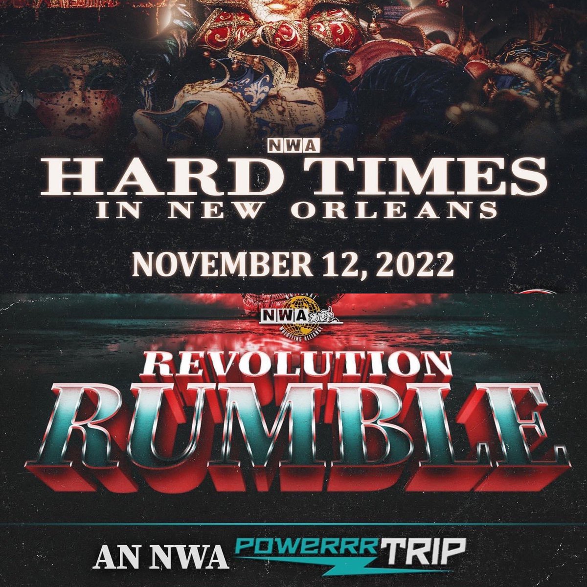 What’s the gig? FRIDAY 6:05 EST #NWAPowerrr REPLAY 📺 @FiteTV/@YouTube 11/12-13 HARD TIMES III/ Revolution Rumble NOLA 🎟 nwatix.com EVERYDAY CANDI Approved DEALS 🍭 💻 nationalwrestlingalliance.com/shop NEW stuff arrives tomorrow ALL preorders will be shipped out