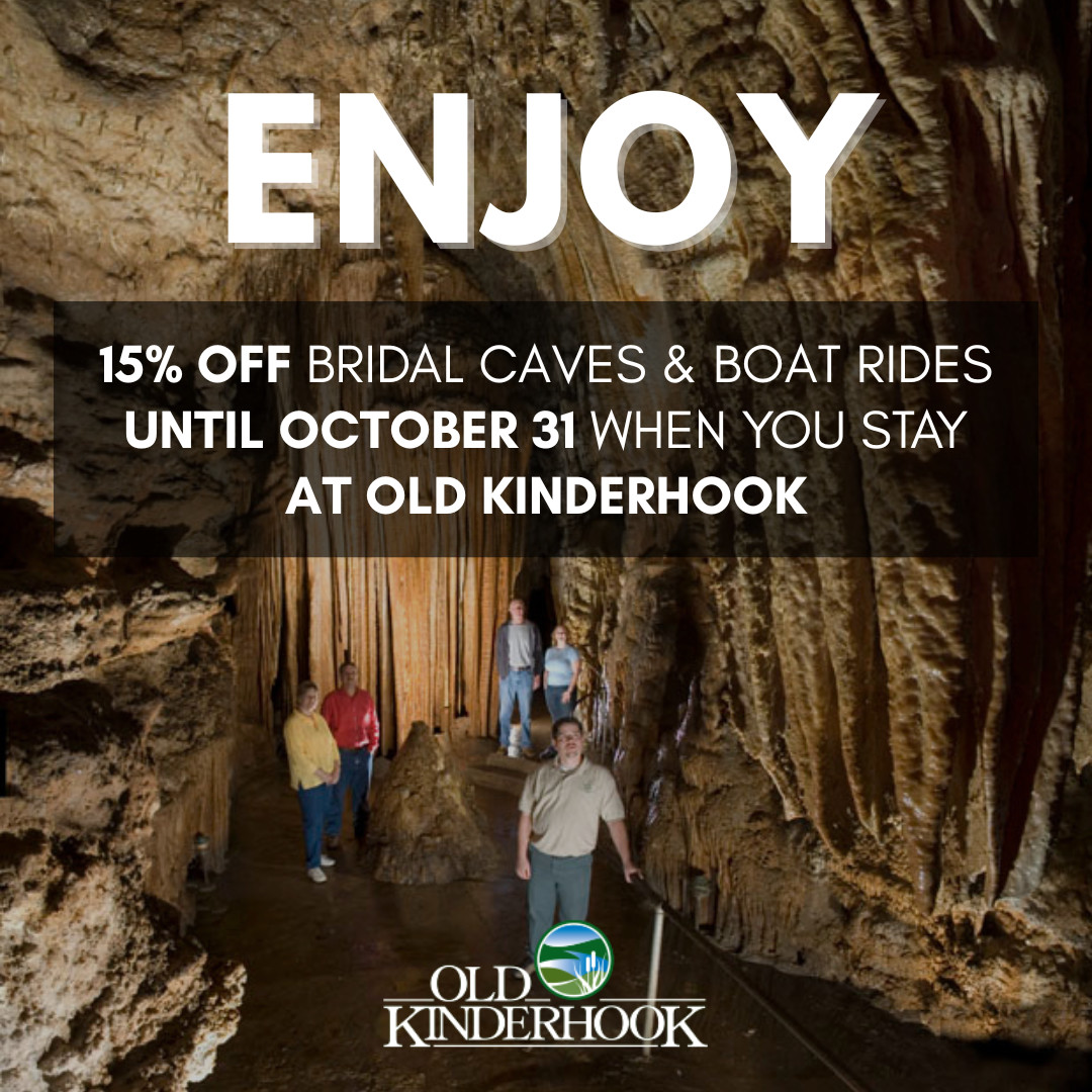 Old_Kinderhook's tweet photo. Take advantage of this special offer until 10/31! 🎉

Get 15% off tours at Bridal Cave and boat rides with Montego Bay Marina &amp; Resort when you stay at Old Kinderhook! Call us at 573-260-1247 to learn more. https://t.co/0ZkAGmeRiY