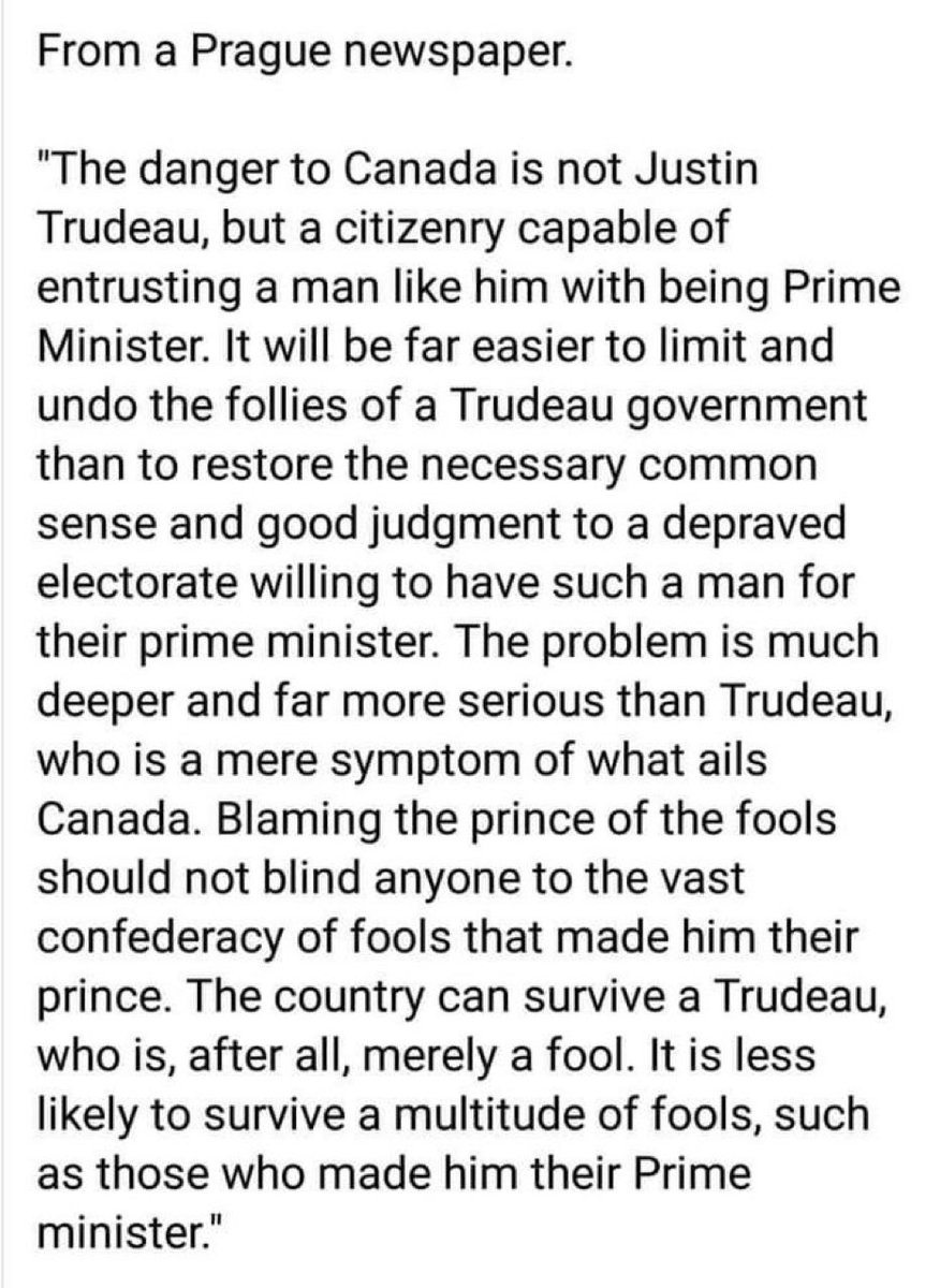 Concern70732755's tweet photo. This is a foreign journalist’s candid &amp; Informed perspective on Trudeau which you would never read from MSM. Why is it that they can see of but our media &amp; liberal supporters can’t seem to comprehend?? https://t.co/E48aCNOeiB