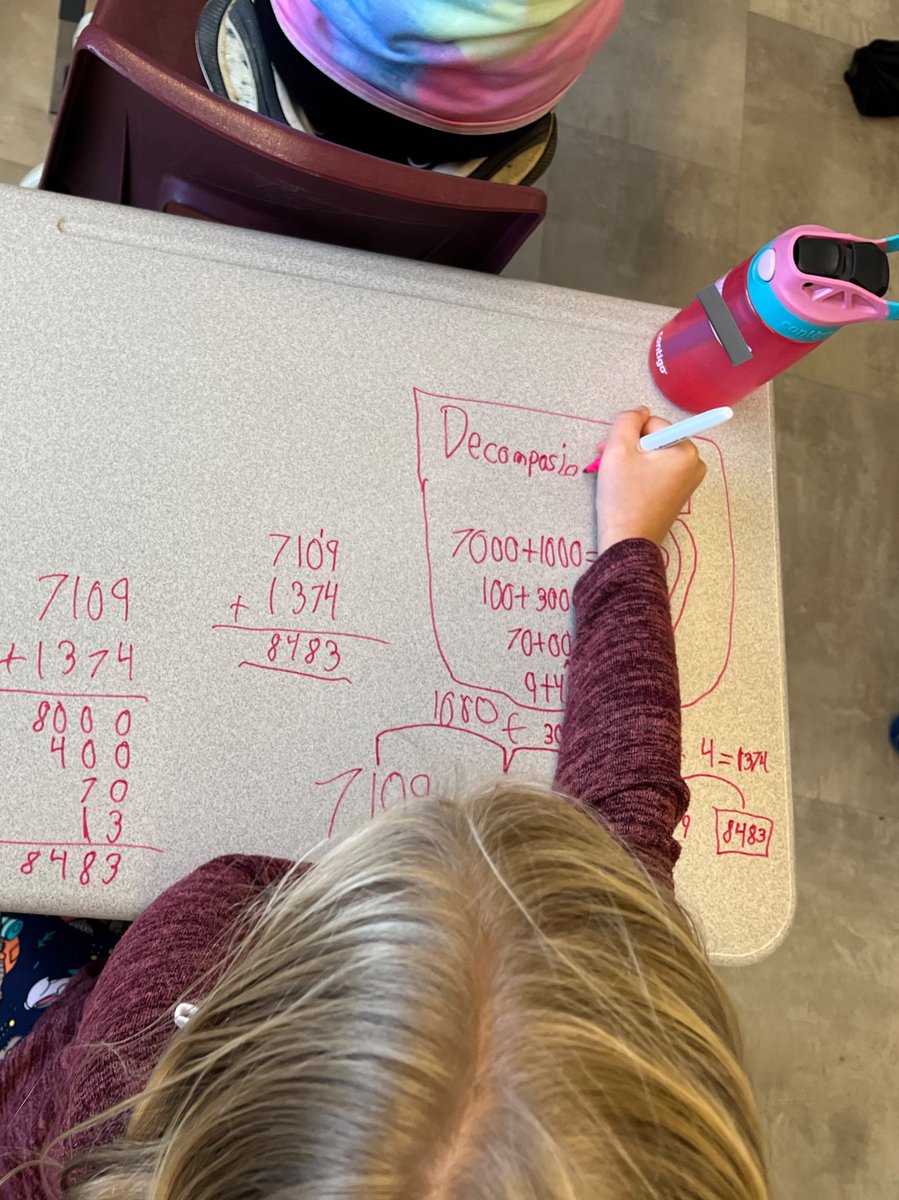 CassidyHDSB's tweet photo. Today we did a 4 digit addition number talk and was floored by how 4-1 were able to demonstrate different addition strategies and communicate to peers how they used them! @GS_Gators #HDSBSharesMath https://t.co/ElnSVopxdX