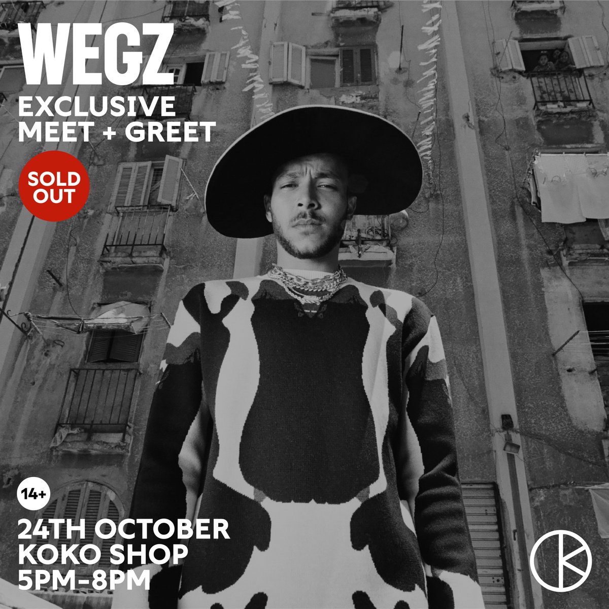 KOKOLondon's tweet photo. Official meet + greet with @Wegzkrofficial
 at #KOKOShop on Oct 24th. Entry is free with a valid ticket + enjoy our £15 pizza and drink offer available to ticket-holders at #CafekOKO when attending. 

Sign-up for the waiting list here: https://t.co/UyTfpn5meJ

#WEGZ #KOKOLondon https://t.co/HA2WY6Lp5P