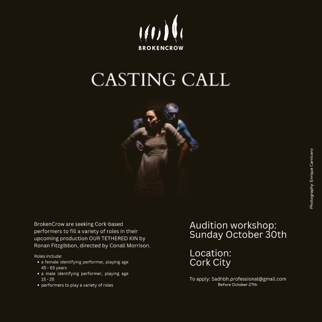 BrokenCrowTC's tweet photo. Just a little reminder regarding out casting call... deets below...
For further information and to apply, email resume and headshot to sadhbh.professional@gmail.com before October 27th
#casting #auditions #actorlife #brokencrowtheatre #actorwork https://t.co/6iZngvq3OU