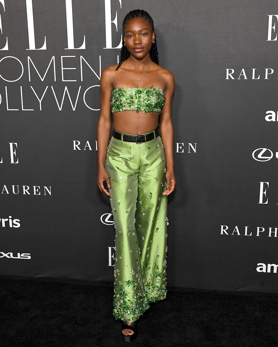 MIUMIUofficial's tweet photo. #DemiSingleton wore a #MiuMiu ensemble made with green duchesse top and pants embellished all over with crystals and stones while attending the 29th Annual Elle Women in Hollywood Celebration, on October 17th, 2022 in Los Angeles.
#MiuMiuClub https://t.co/Buo3Pkn1Au