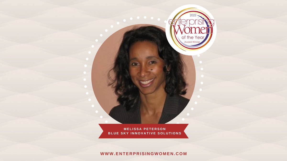 Congratulations to 2022 Enterprising Women of the Year Award Winner Melissa Peterson, Founder, and CEO at <a href="/BSIS_LLC/">Blue Sky</a>! Read more ➡️ enterprisingwomen.com

#enterprisingwomen #ewawards2022 #MelissaPeterson #BlueSkyInnovativeSolutions