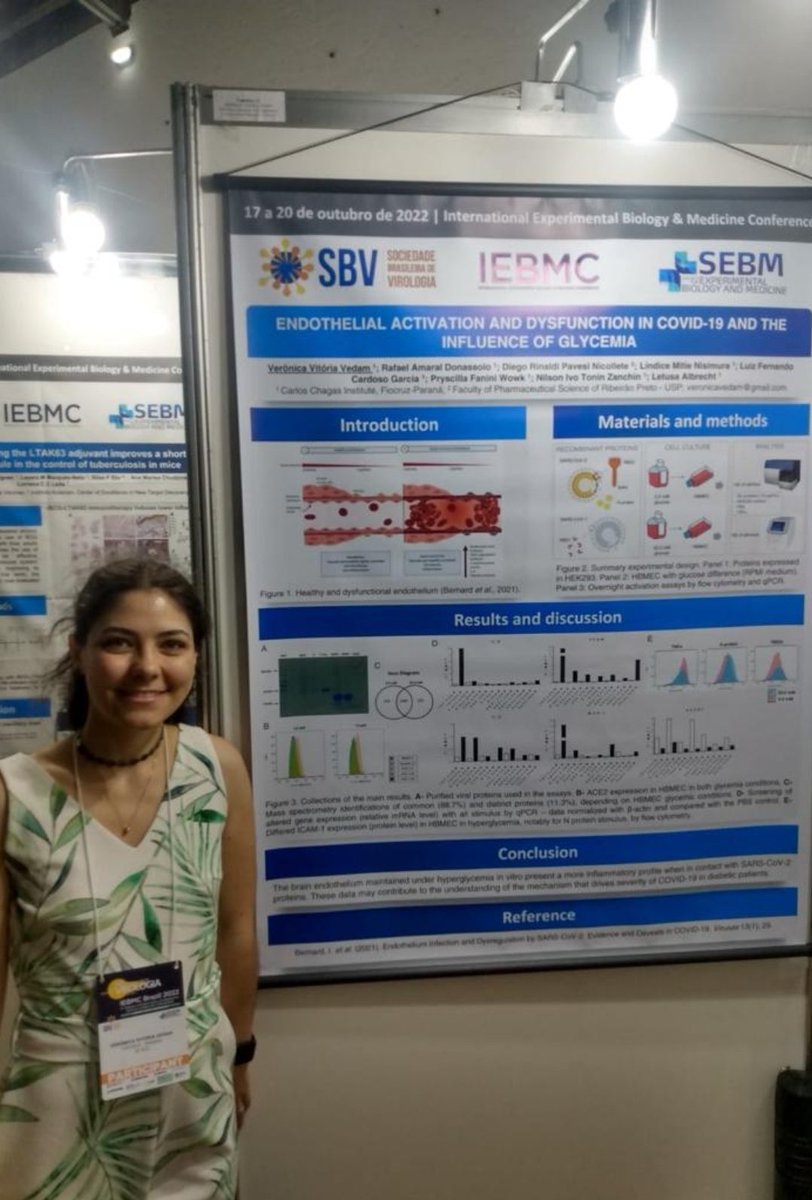 LapapiIn's tweet photo. Come and check the poster or amazing student Veronica Vedam: "Endothelial activation and dysfuntion in COVID-19 and the influence of glycemia" at IEBMC/CBV. #IEBMC https://t.co/bvYCKYUbRV