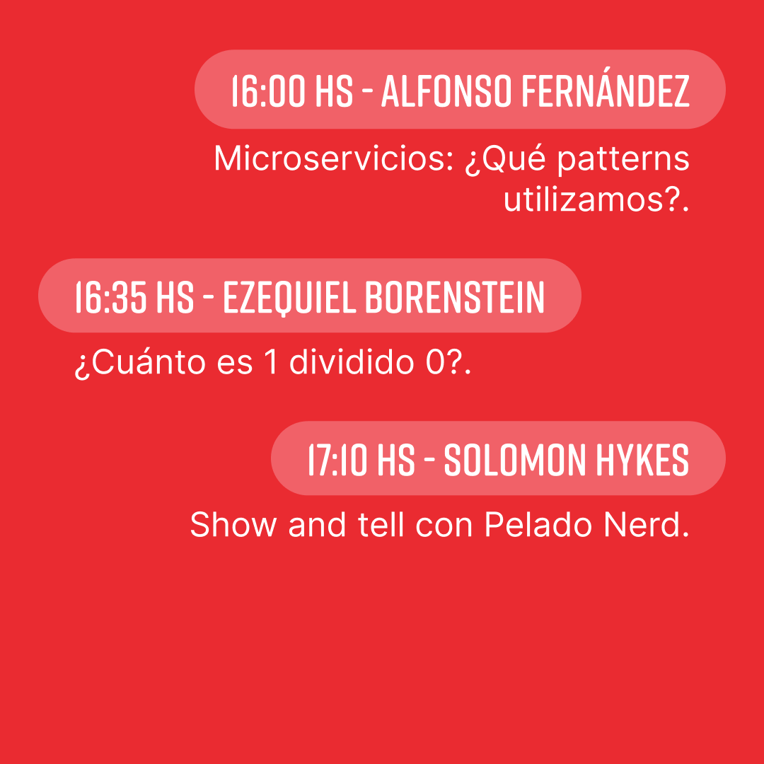nerdearla's tweet photo. 📆 Día 1 de #nerdearla 🔥
👀 Mirá todas las charlas y workshops que se vienen a la tarde en el #trackDEV 🧑💻 🙌

Accede desde 📲 https://t.co/34vefB8lUA

#dev #developer #api #containers #frontend #react #typescript #nodejs https://t.co/ktoyRxIGab