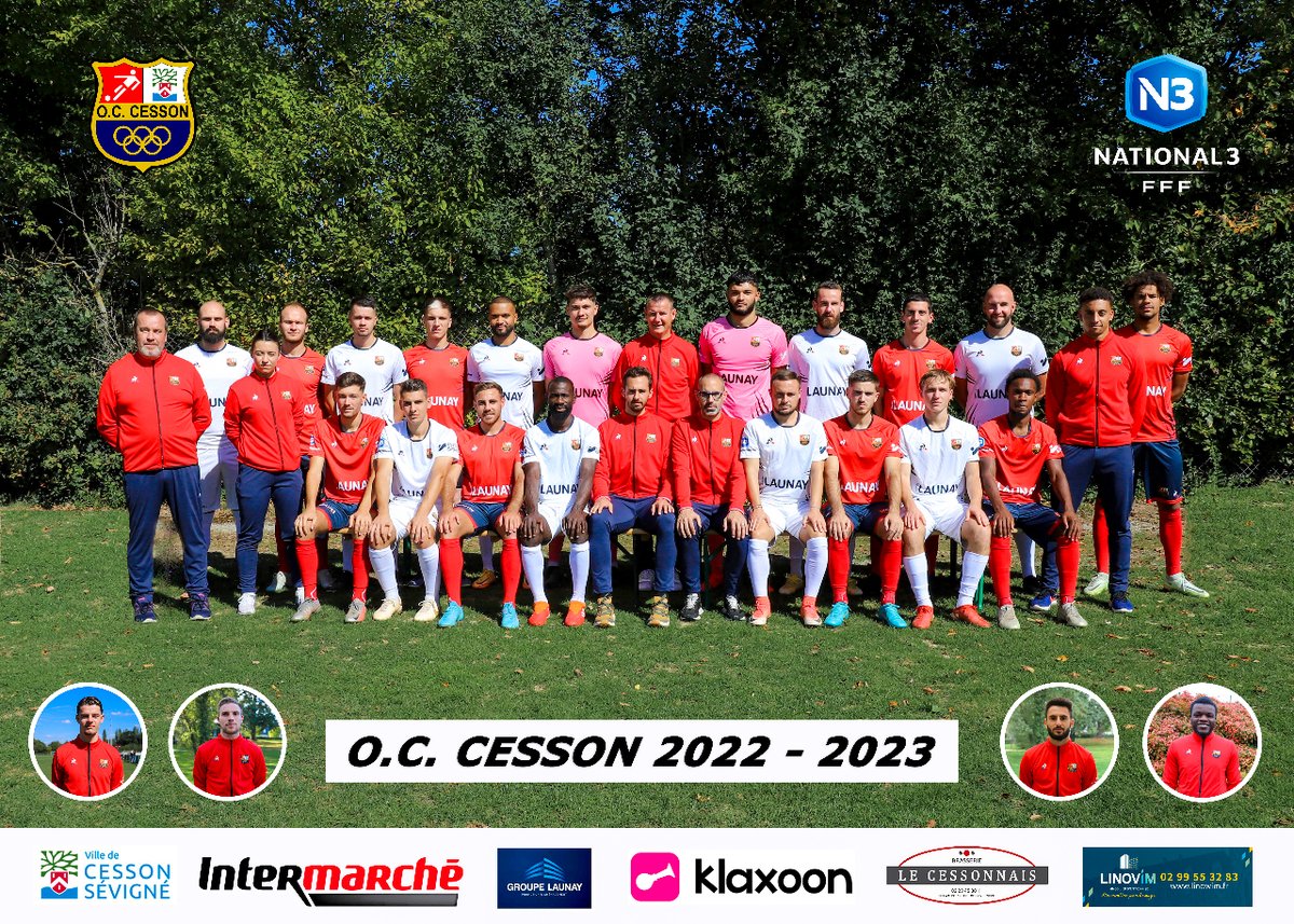 OCCessonFoot's tweet photo. [NATIONAL 3]

📸🤩 Voici la 𝗽𝗵𝗼𝘁𝗼 𝗼𝗳𝗳𝗶𝗰𝗶𝗲𝗹𝗹𝗲 du groupe #National3 pour la saison 2022-2023 !

#TeamOCC 🔴🔵 https://t.co/C8v0YOpLeg