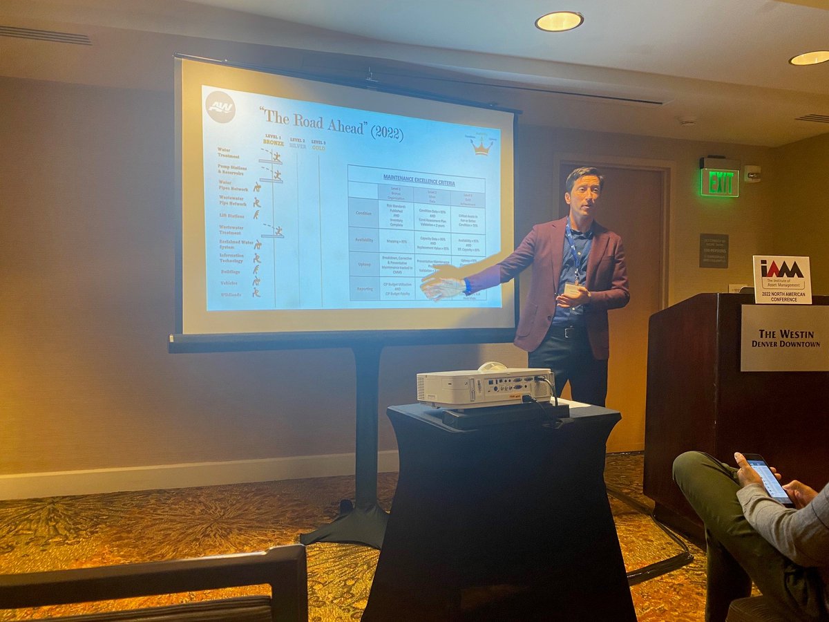 AustinWater's tweet photo. Industry Leader: We presented our model for infrastructure maintenance at the Institute for Asset Management’s N American Conference in Denver. US and Canadian peer utilities learned how to implement the Austin model for improved infrastructure resiliency #StrongInfrastructure https://t.co/hpZbxuQVPQ