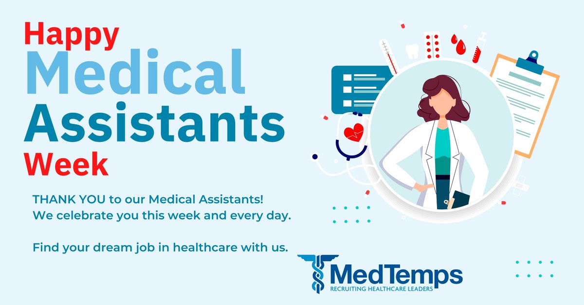 MemphisDocs's tweet photo. A huge thank you to all the Medical Assistants at Medtemps for all the work you do!! Find YOUR dream job in healthcare. https://t.co/eoLO9M0xg6 https://t.co/rgBpPk6eCQ