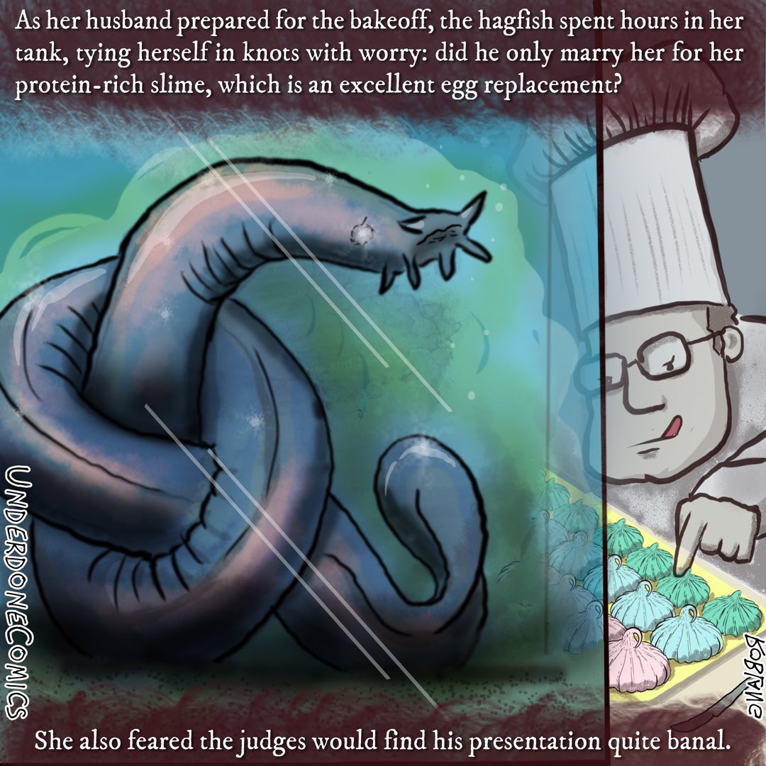 UnderdoneComics's tweet photo. ➰Oh hagfish day, oh hagfish day,
you fill my bucket with slime today➿
〰️happy #hagfishday everyone〰️

#fish #hagfish #comic #webcomic https://t.co/H9Ut7yeCef