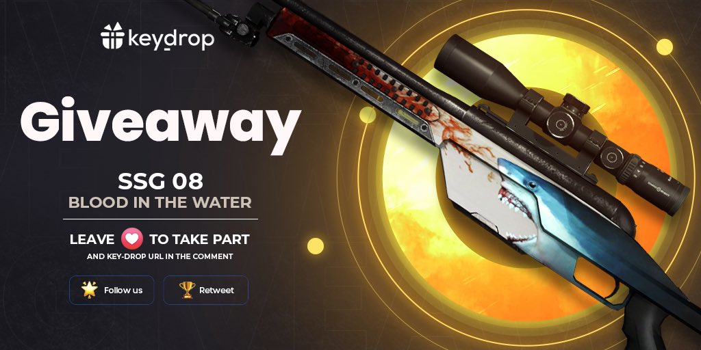 keydropcom's tweet photo. Giveaway on SSG 08 | Blood in the Water 🎁

👊 Just leave ❤️ under the post! 
🌟 Follow us!
🏆 Retweet!
 
⏰ Wait 24 hours!

#freeskins #csgoskinsgiveaway #csgoskinsfree #giveaway #airdrop #csgocases #csgocase #csgoesport #skins #csgoskins #keydrop #keydropcom #csgo https://t.co/S7Pf8n8xOh