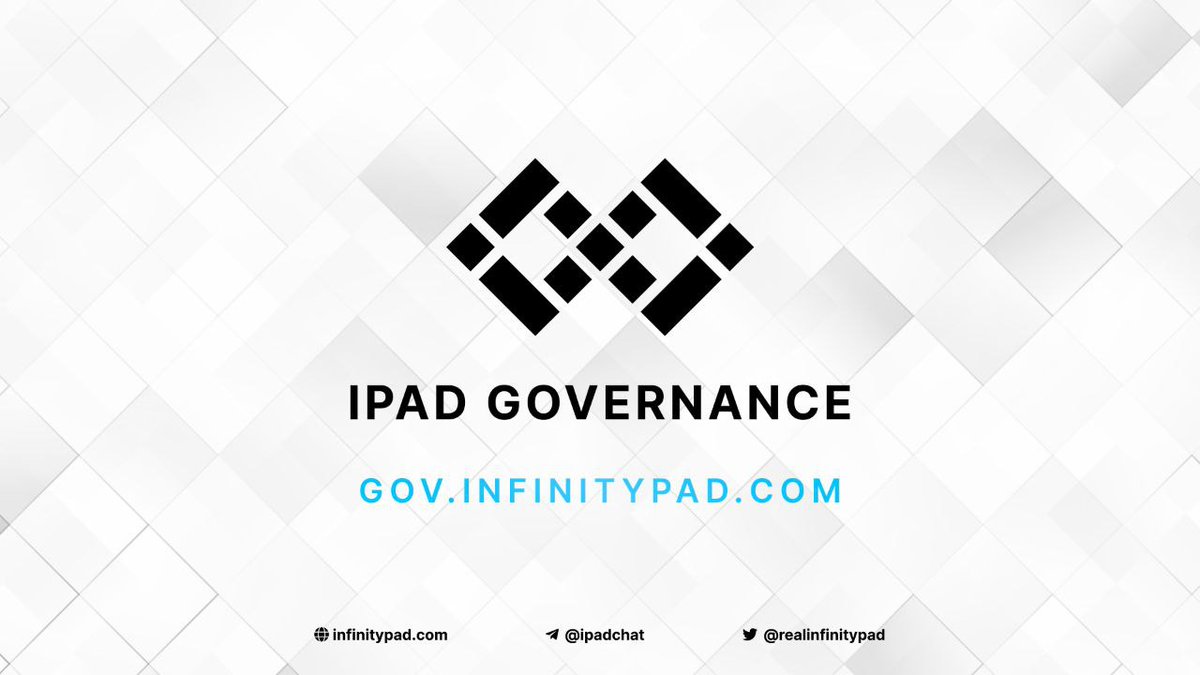 Realinfinitypad's tweet photo. IPAD Governance goes live ✨

We are happy to disclose that a governance portal has been established where our community can take decisions on the future of IPAD. 

Infinity PAD is now YOUR launchpad.

https://t.co/JGGGEOOger is open to every $IPAD Staker and Holder https://t.co/I7PYExCYdw