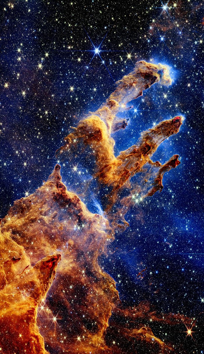 astro_sahil's tweet photo. “Pillars of Creation”
Simply brilliant part of the universe ✨
Eagle nebula in the Serpens constellation, located 7,000 light years from Earth.
These interstellar gas and dust clouds are in the process of creating new stars, thus gaining popularity as ‘Pillars of Creation’.
#JSWT https://t.co/bWdnZdOQ6V